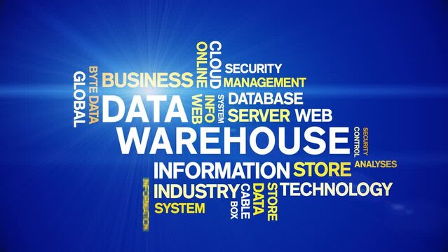 4k Data Warehouse Animated Tag Word Cloud;Text Design big data Animation typography seamless loop.