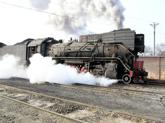 Railway steam locomotive, the old locomotive.