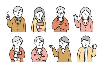 ビジネスパーソンのポジティブな表情セット　イエロー