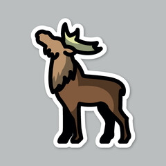 reindeer animal, editable cartoon style sticker vector