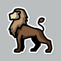lion animal, editable cartoon style sticker vector