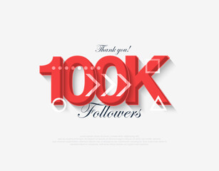 Modern design thank you very much 100k followers. Premium vector for poster, banner, celebration greeting.