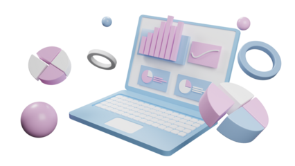 computer business workplace data chart 3d render