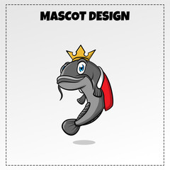 Vector food logo catfish mascot illustration vector design