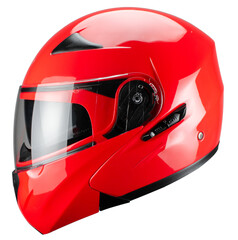 casco de motociclista rojo abatible lente para sol vista lateral
