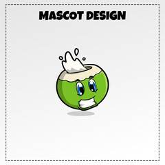 Food logo coconut mascot illustration vector design