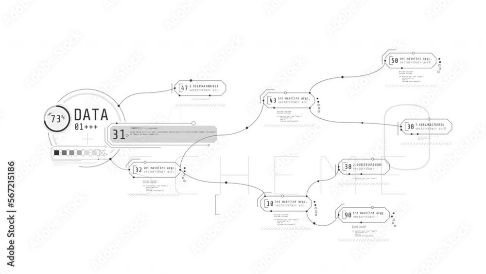 Wall mural abstract animated multi-component hud diagram with infographics.