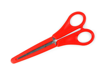 Office scissors on white background