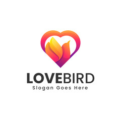 Vector Logo Illustration Love Bird Gradient Colorful Style