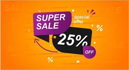 Super SALE special offer 25% off orange template