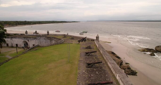 Drone at Fortress Nossa Senhora dos Prazeres at Ilha do Mel, Parana, Brazil