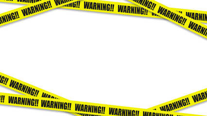 Yellow warning tape with transparent background. Danger, no trespassing, caution, police, construction.