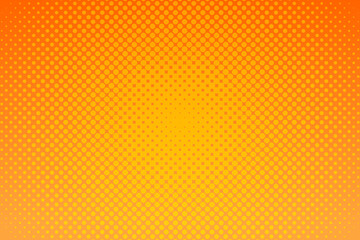 Yellow pop art background with halftone dots in retro comic style. Vector illustration.