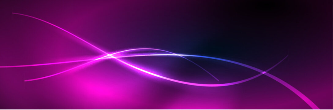 Blue neon glowing lines, magic energy space light concept, abstract background wallpaper design © antishock