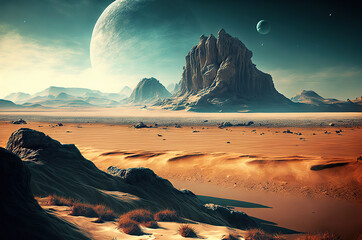 illustration of the landscape on other planet
