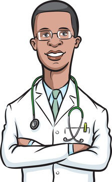 african american doctor arms crossed - PNG image with transparent background