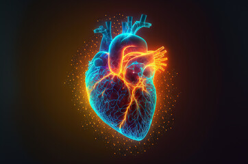 illustration of the neon heart - obrazy, fototapety, plakaty