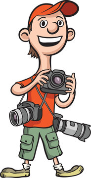 funny cartoon photographer - PNG image with transparent background