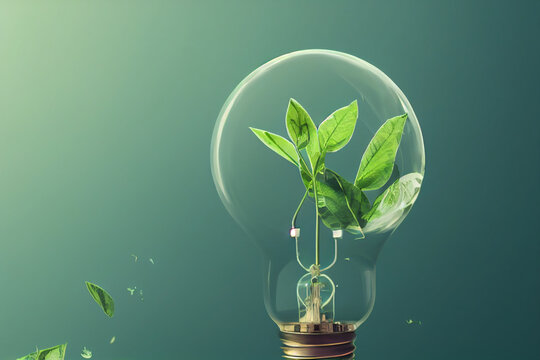 Plant light bulb, environmental | Ideas and knowledge concept illustration