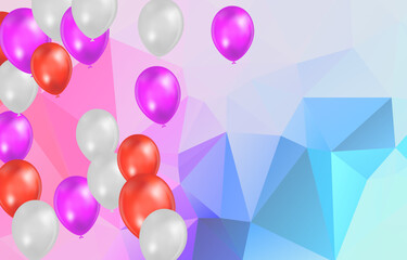 Happy birthday vector Celebration party banner foil confetti and and glitter balloons on Abstract Geometric backgrounds full Color