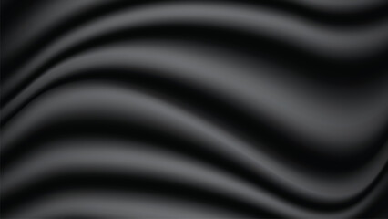 Abstract background of black fabric texture. Wallpaper luxury by soft curve of canvas and wave. Illustration background of black cloth and satin.