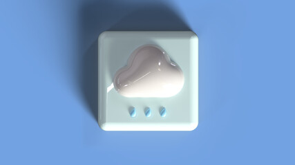 Glossy 3D rain cloud candy icon with colorful background