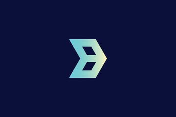 Creative and minimalist letter B arrow logo design template on black background