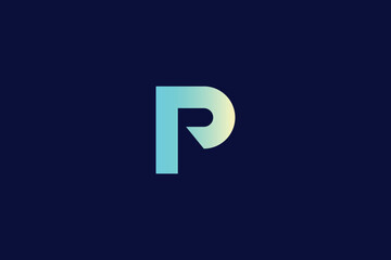 Creative and minimalist letter P R logo design template on black background
