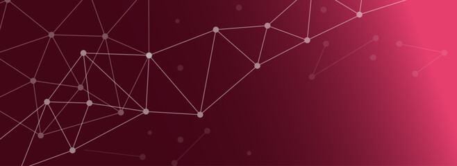 赤色グラデーション背景にシナプスと化学式をイメージした幾何学模様で描かれたバナー用ベクター画像