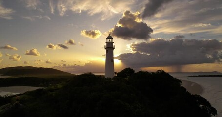 drone at the shells lighthouse located on mel island paraná brazil - Powered by Adobe