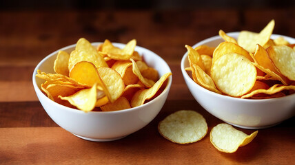 Fresh Potato Chips in Bowl generative AI