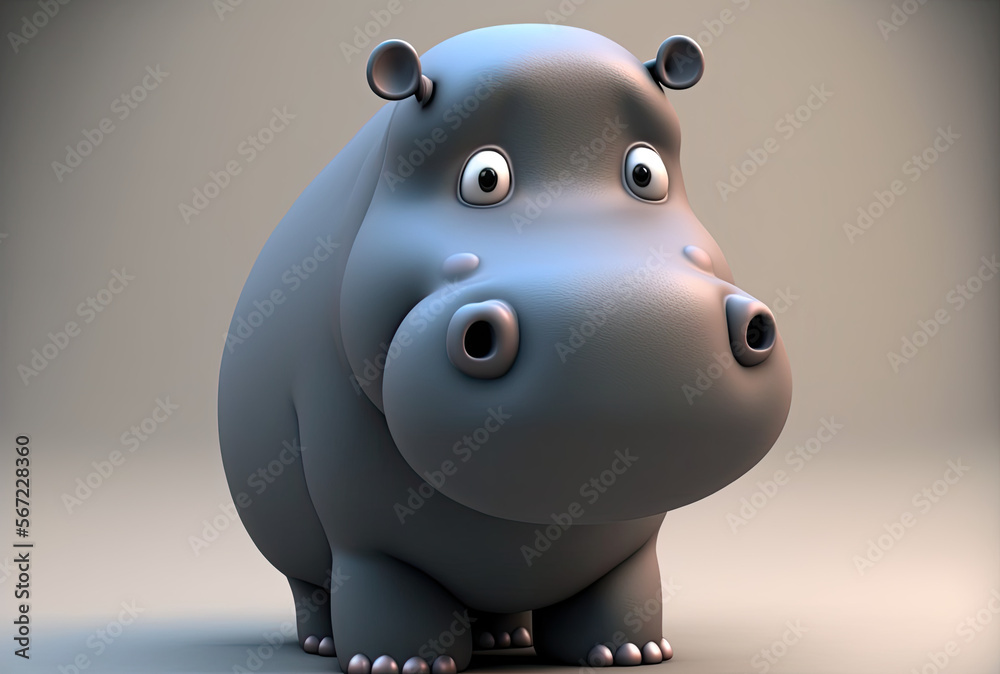 Canvas Prints 3D Animation Hippo