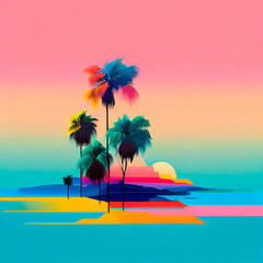 trees on the beach. generative ai