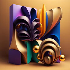 3d Abstract render, colorful background design, modern illustration. Creates with Generative AI