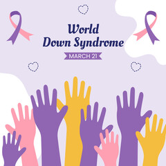World Down Syndrome Day Social Media Illustration Flat Cartoon Hand Drawn Templates