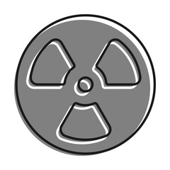 Linear filled with gray color icon. Radioactive Hazard Sign. Simple black and white vector On white background