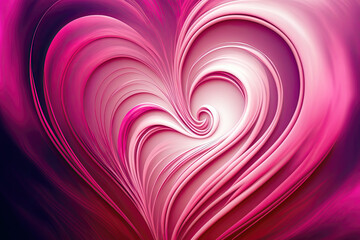 Fototapeta premium A soft and dreamy abstract background featuring a pink heart in the center of creamy swirls. Perfect for themes of love, romance, and femininity, this image will add a touch of sweetness Generative AI