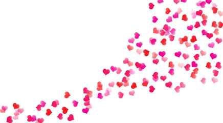 Flying hearts png illustration, red pink hearts wave pattern overlay on transparent or white background