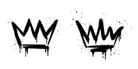 collection of Spray painted graffiti crown sign in black over white. Crown drip symbol. isolated on white background. vector illustration © Receh Lancar Jaya