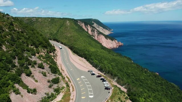 Lookout point on the Cabot Trail, Nova Scotia, looking over the coastline