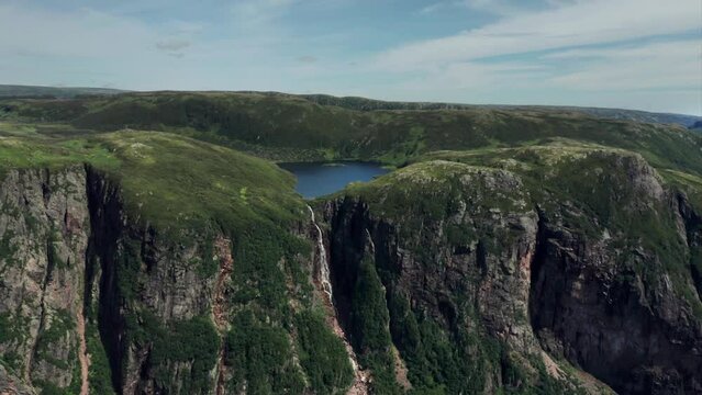 Gros Morne National Park - Drone Clip - Waterfall on Mountain