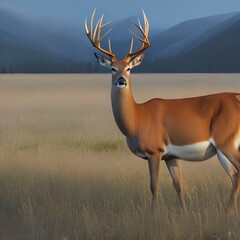  A majestic deer standing in a field Generative AI