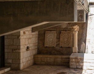 The surviving bas-reliefs of the Byzantine period on display in the museum of the Church Of...