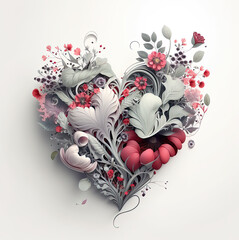 Heart made of flowers to celebrate Valentine's Day. Holiday celebration of love & romance. Generative AI