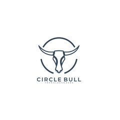 circle bull logo design line art color