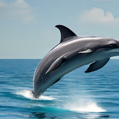 Obraz premium A playful dolphin jumping out of the ocean1, Generative AI