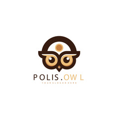 cute police owl logo icon animation design vector