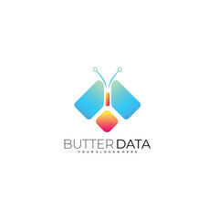 butterfly tech logo illustration design style gradient color