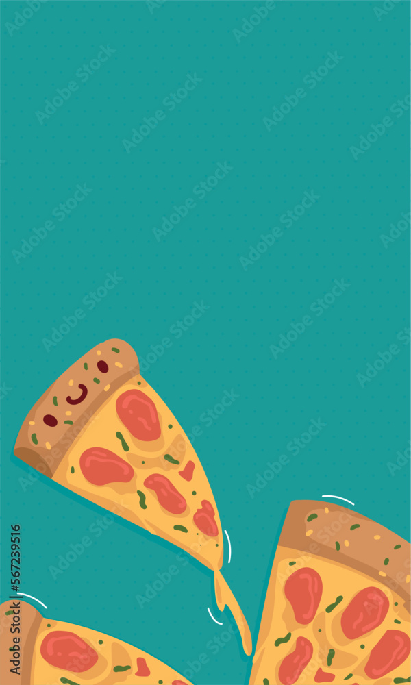 Poster italian pizza portions kawaii