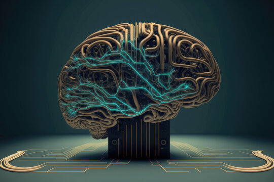 Brain with light and circuitry depicting artificial intelligence, AI, Chatbot, and general intelligence